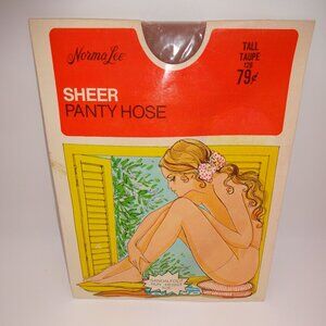 NOS Vintage 1960s/1970s Norma Lee Sheer Panty Hose Pantyhose Nylons Tall Taupe